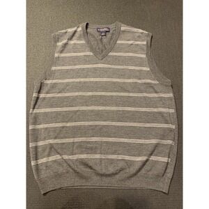 Brooks Brothers Men's V Neck Sleeveless‎ Sweater Size L 100% Merino Wool Grays